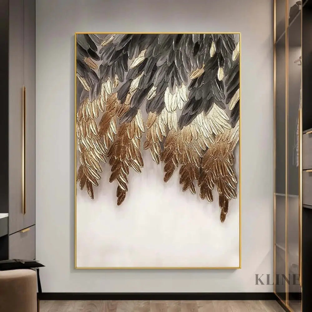 Golden Elegance - Hand Painting Textured Wall Art