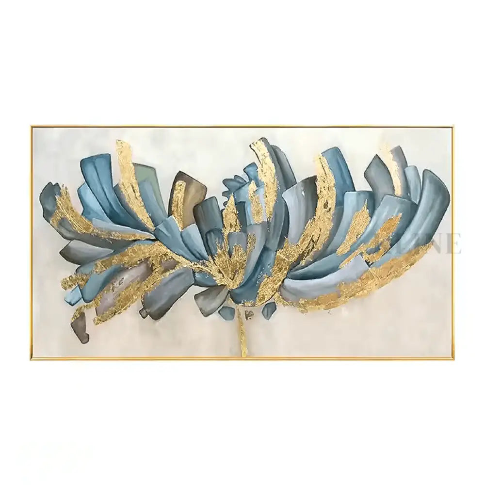 Golden Fields of Grace - Hand Painting Arte della parete blu
