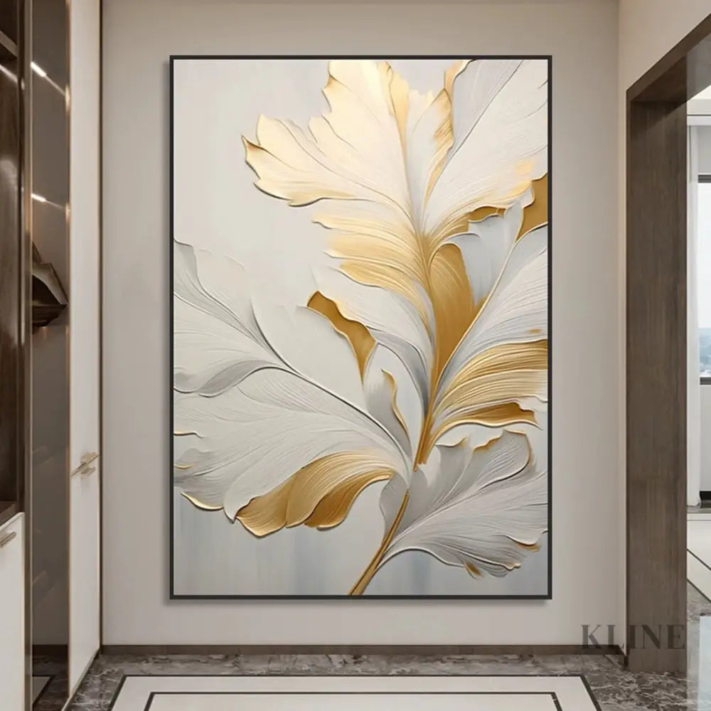 Golden Floral 2 - Hand Painting Original Paintings for Sale