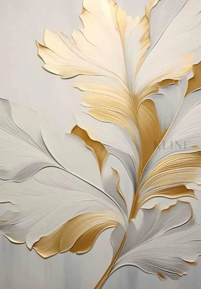 Golden Floral Diptych - Hand Painting 