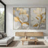 Golden Floral Diptych - Hand Painting