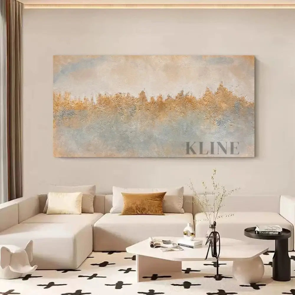 Golden Forest Sleeps - Hand Painting Arte della parete della sala da pranzo