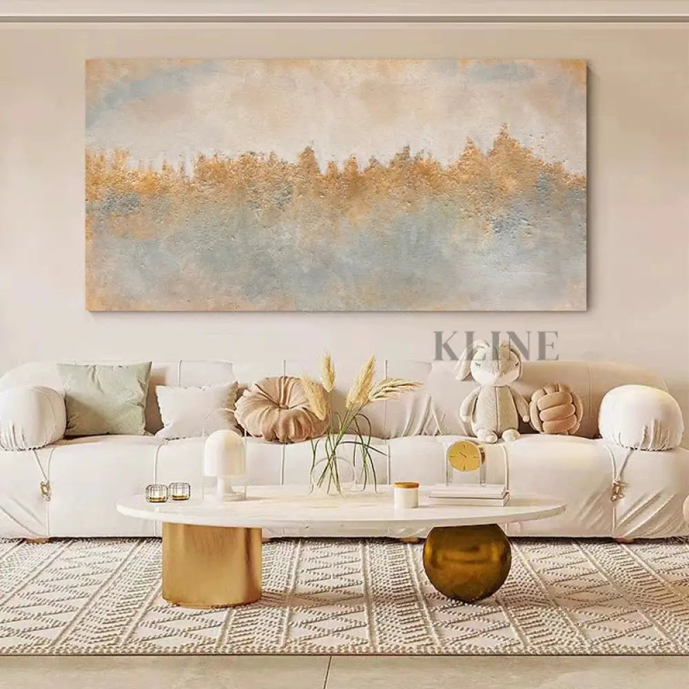 Golden Forest Sleeps - Hand Painting Arte della parete della sala da pranzo