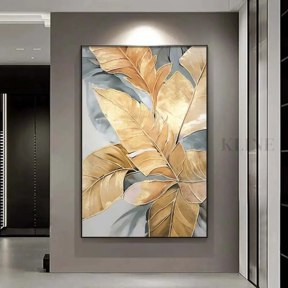Golden Leaf - Hand Painting 豪華なウォールアート