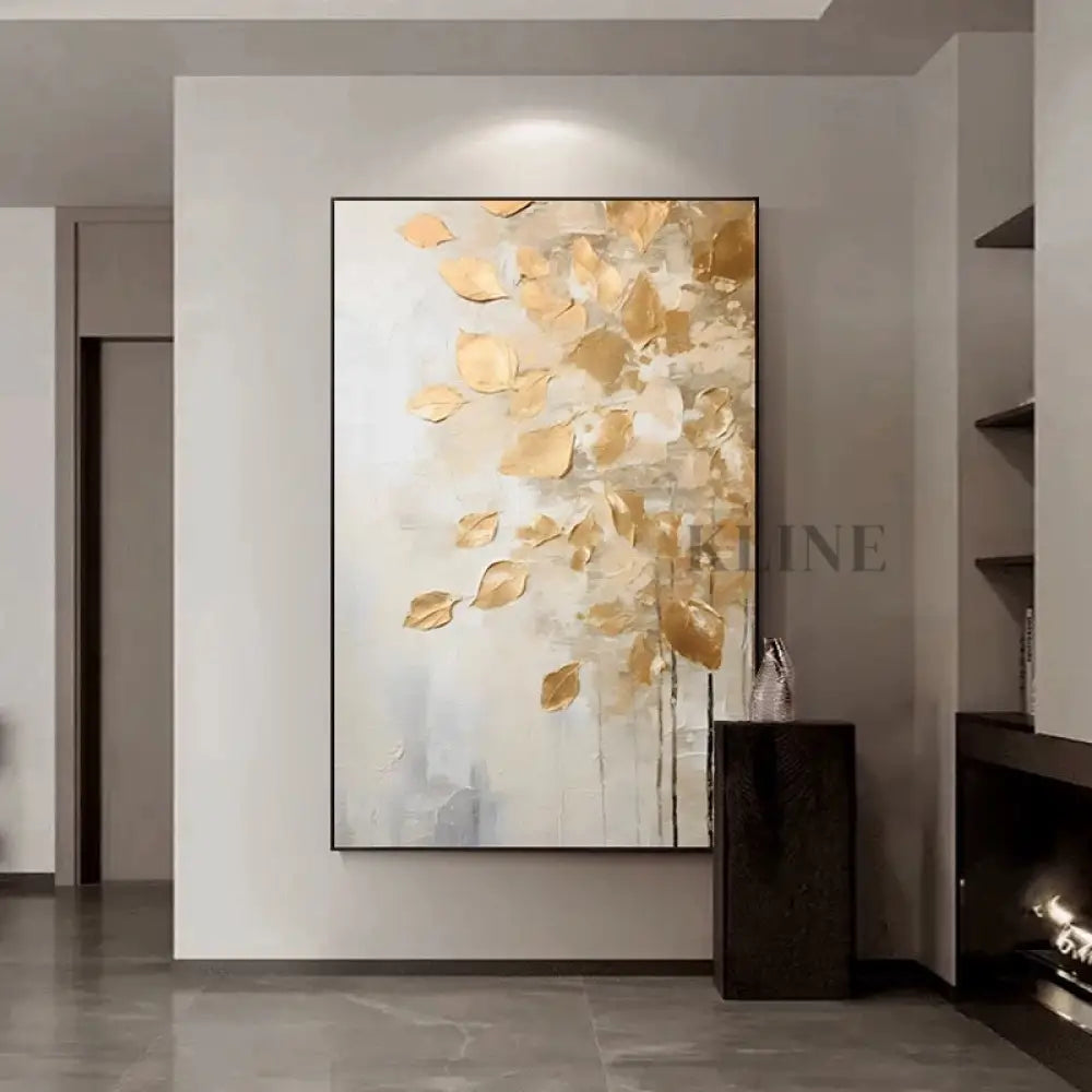 Golden Leaves - Hand Painting Naturgemälde