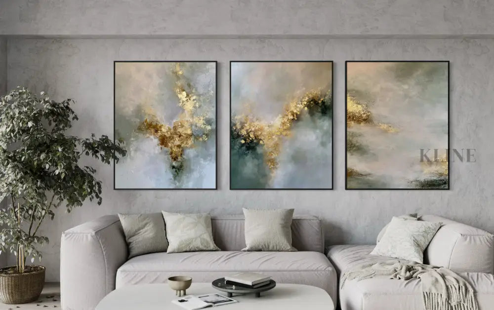 Golden Mystery Triptych - Hand Painting 