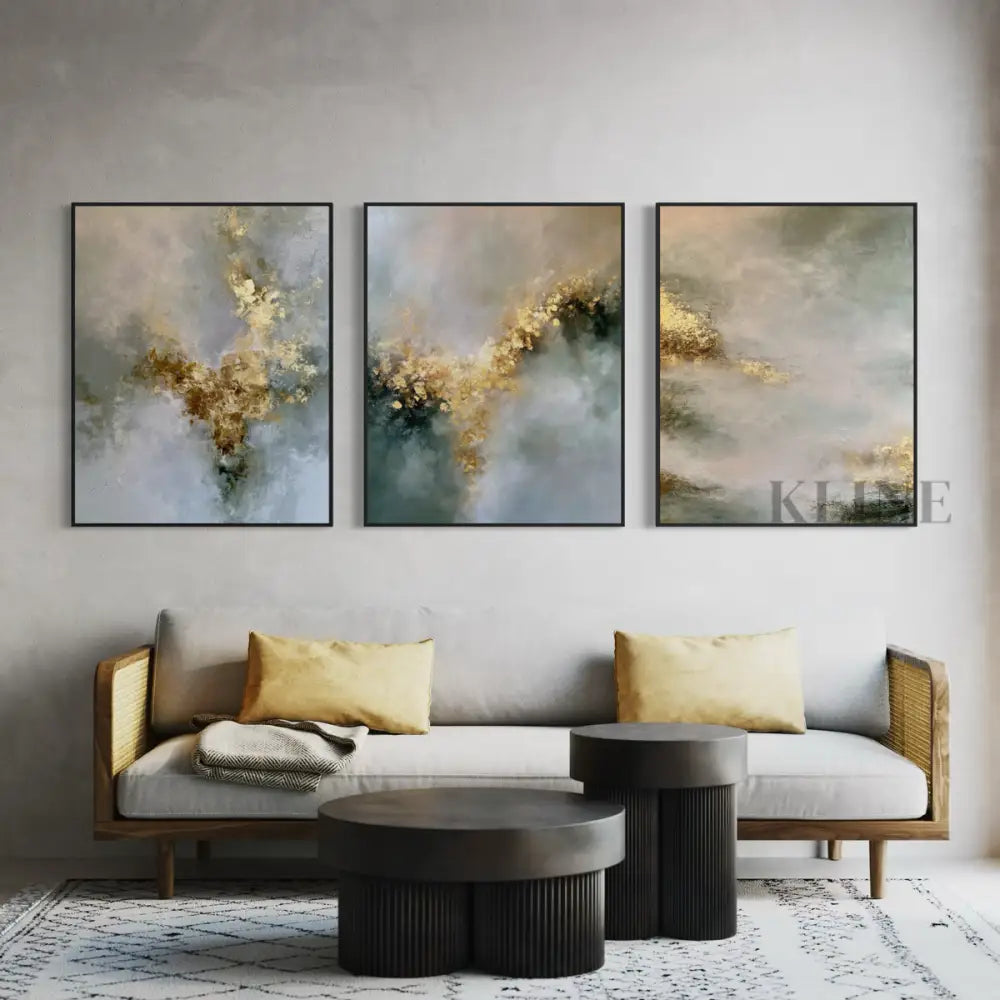 Golden Mystery Triptych - Hand Painting