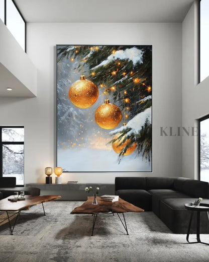 Golden Ornaments in Snow - Hand Painting