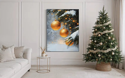Golden Ornaments in Snow - Hand Painting