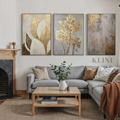 Golden Scatter Set Triptych - Hand Painting