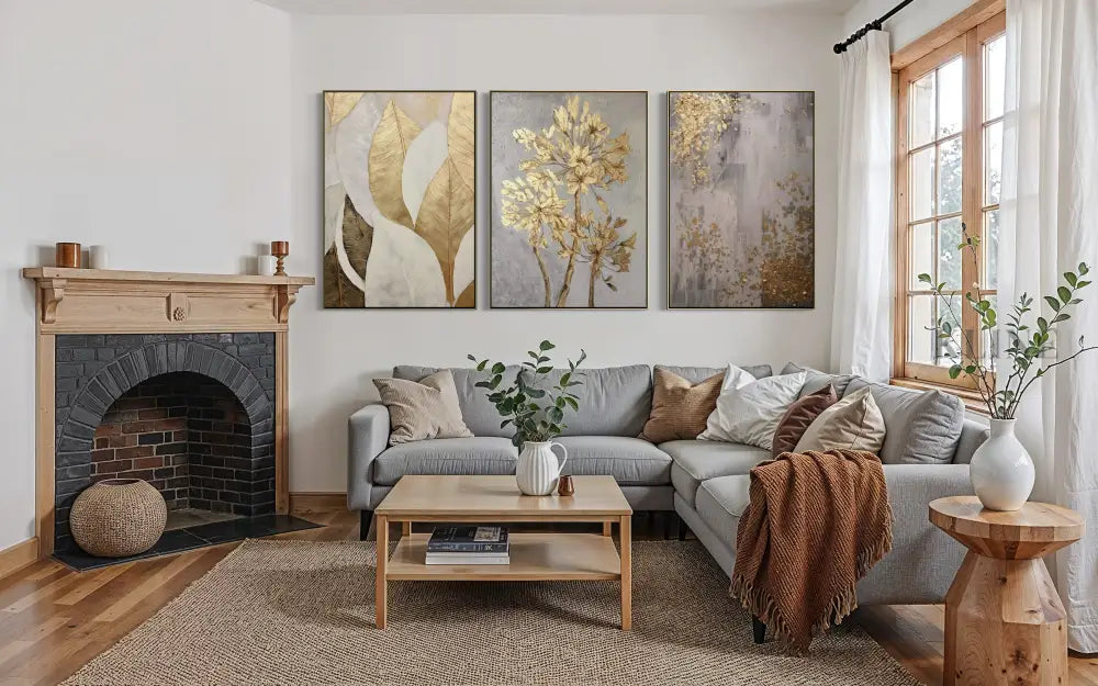 Golden Scatter Set Triptych - Hand Painting 