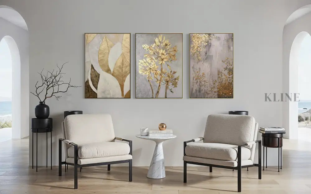 Golden Scatter Set Triptych - Hand Painting 