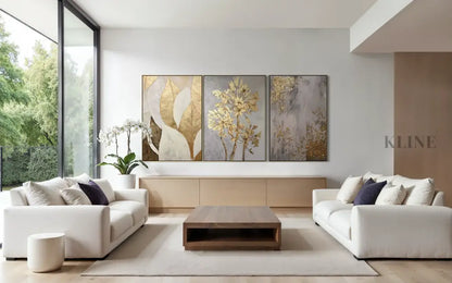 Golden Scatter Set Triptych - Hand Painting