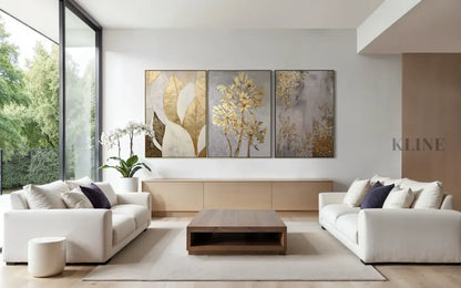 Golden Scatter Set Triptych - Hand Painting