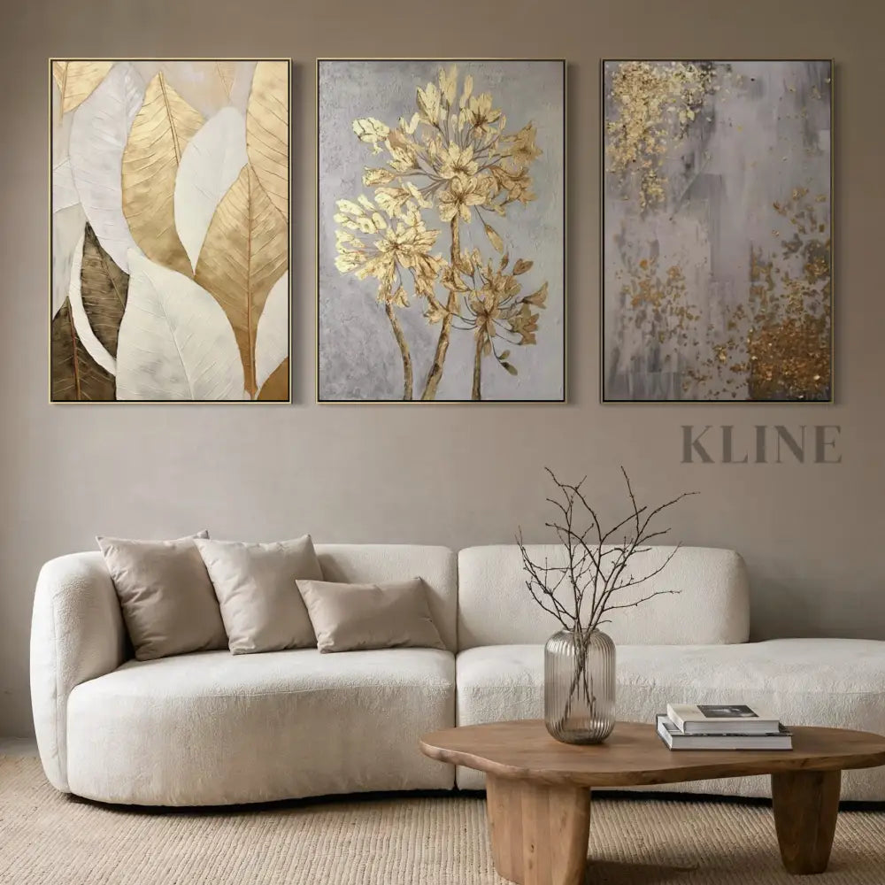 Golden Scatter Set Triptych - Hand Painting