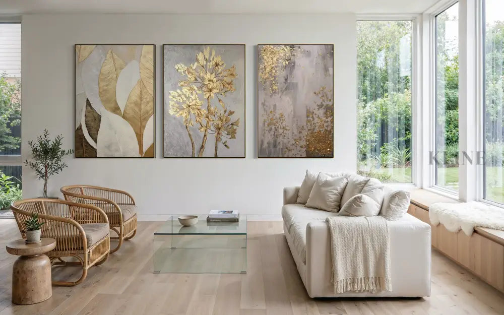 Golden Scatter Set Triptych - Hand Painting