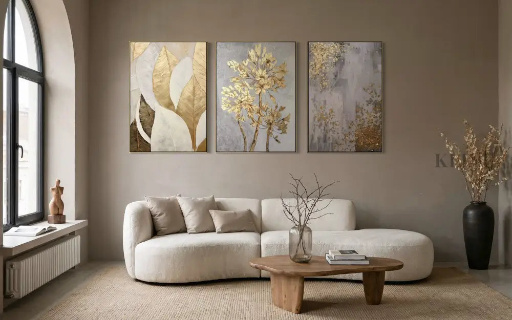 Golden Scatter Set Triptych - Hand Painting 
