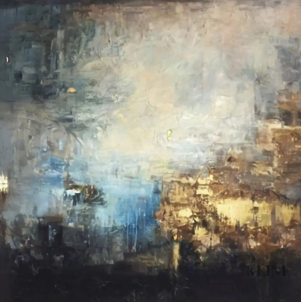 Golden Sparks in the Void wall art by Kline Collective®, hand-painted acrylic on canvas, ready to hang. 