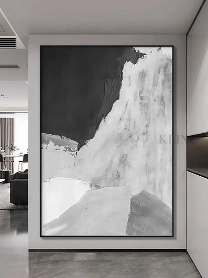 Gray and White Abstract - Hand Painting