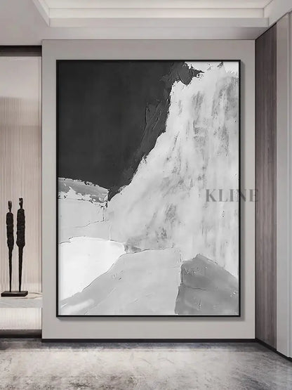 Gray and White Abstract - Hand Painting