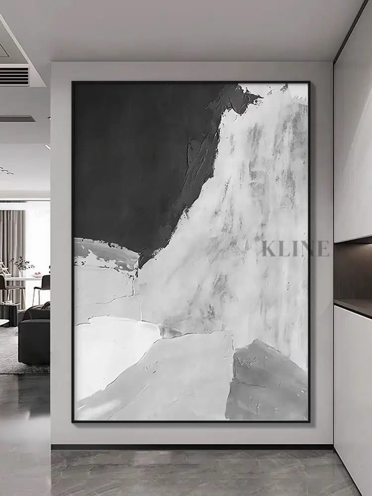 Gray and White Abstract - Hand Painting