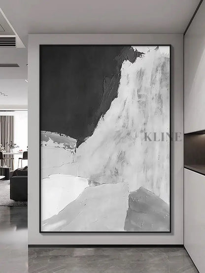 Gray and White Abstract - Hand Painting