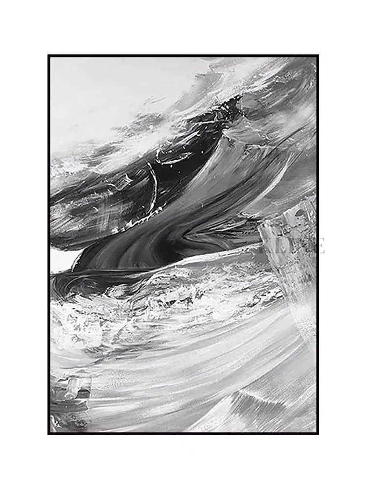 Gray and White Brushstrokes Oil Painting - Hand Painting Arte de pared grande