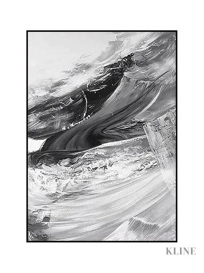 Gray and White Brushstrokes Oil Painting - Hand Painting