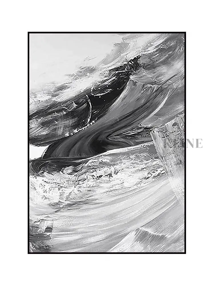 Gray and White Brushstrokes Oil Painting - Hand Painting