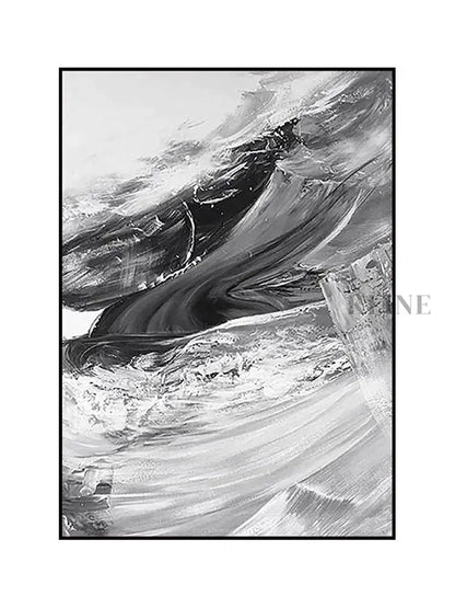 Gray and White Brushstrokes Oil Painting - Hand Painting
