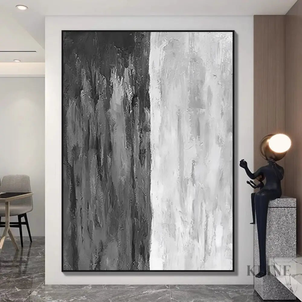 Gray and White Vertical - Hand Painting
