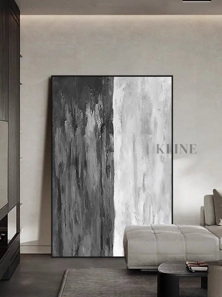 Gray and White Vertical - Hand Painting