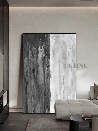 Gray and White Vertical - Hand Painting