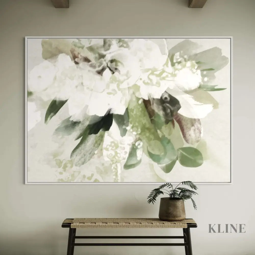 Green Abstract Bouquet - Hand Painting Blumen-Wand-Kunst