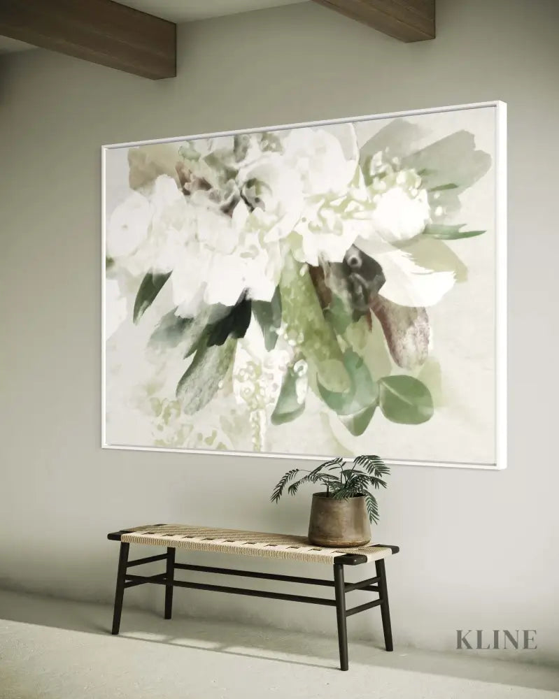 Green Abstract Bouquet - Hand Painting Blumen-Wand-Kunst