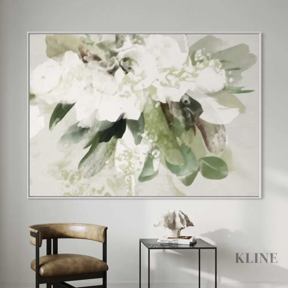 Green Abstract Bouquet - Hand Painting Blumen-Wand-Kunst