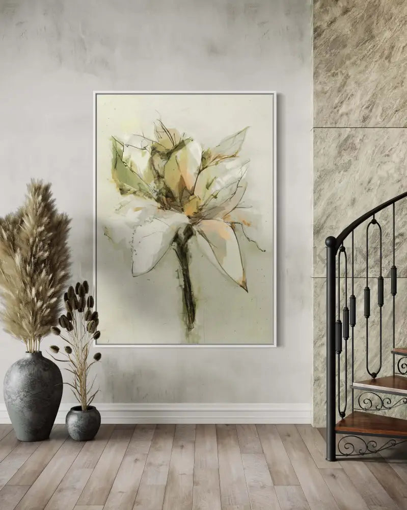 Green Bloom - Hand Painting Green Wall Art