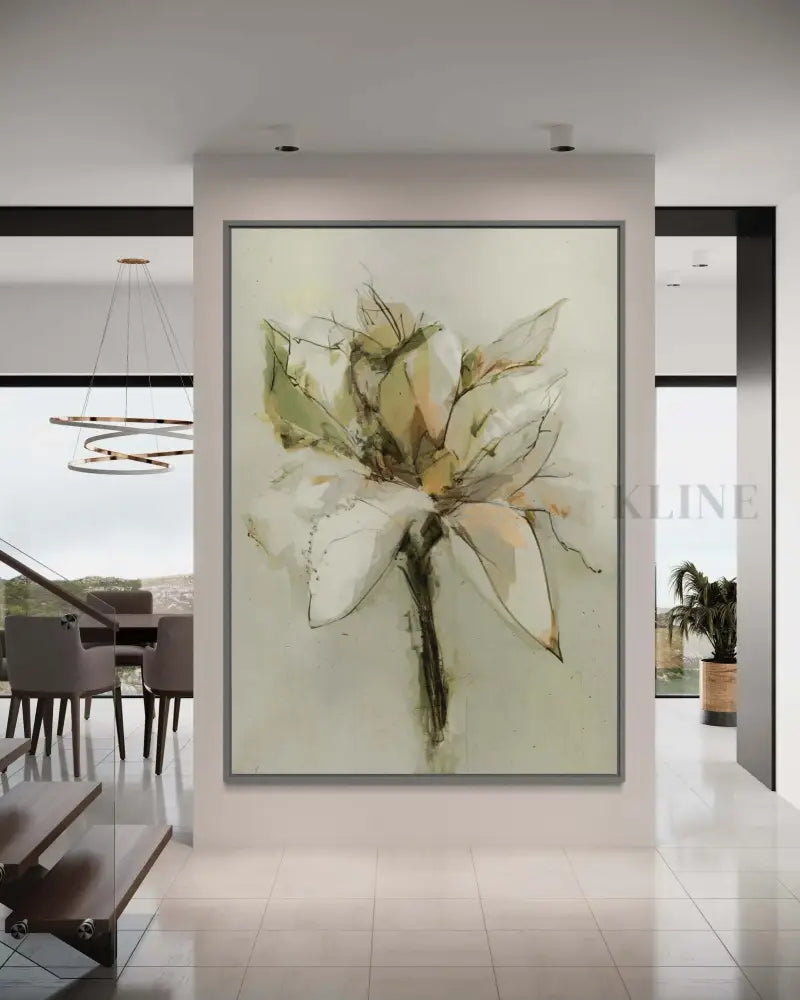 Green Bloom - Hand Painting Green Wall Art