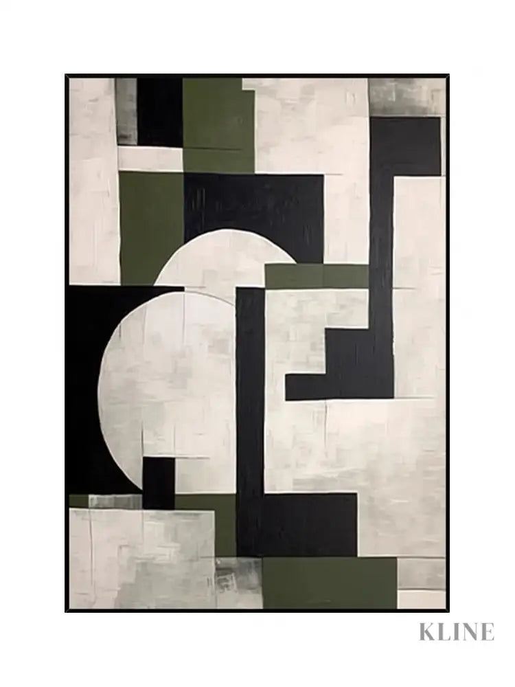 Green Geometry Abstract Art - Hand Painting