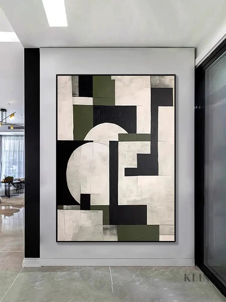 Green Geometry Abstract Art - Hand Painting