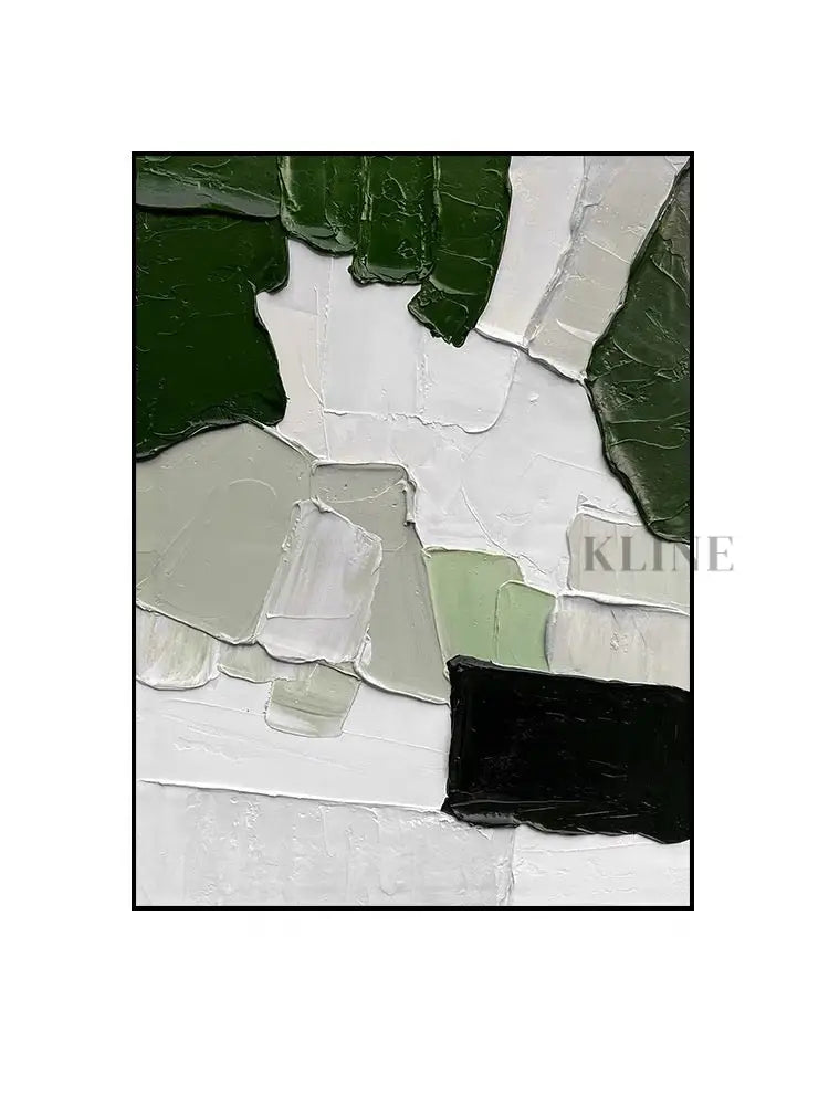 Green White Mix Textured Painting - Hand Painting Grand art mural