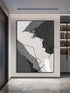 Grey and White Abstract Painting - Hand Painting
