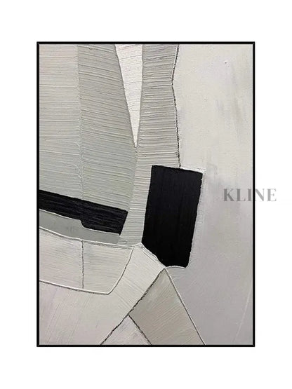 Grey Black and White Textured Painting - Hand Painting