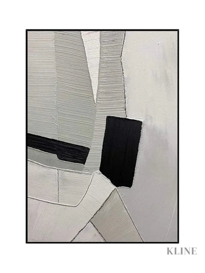 Grey Black and White Textured Painting - Hand Painting