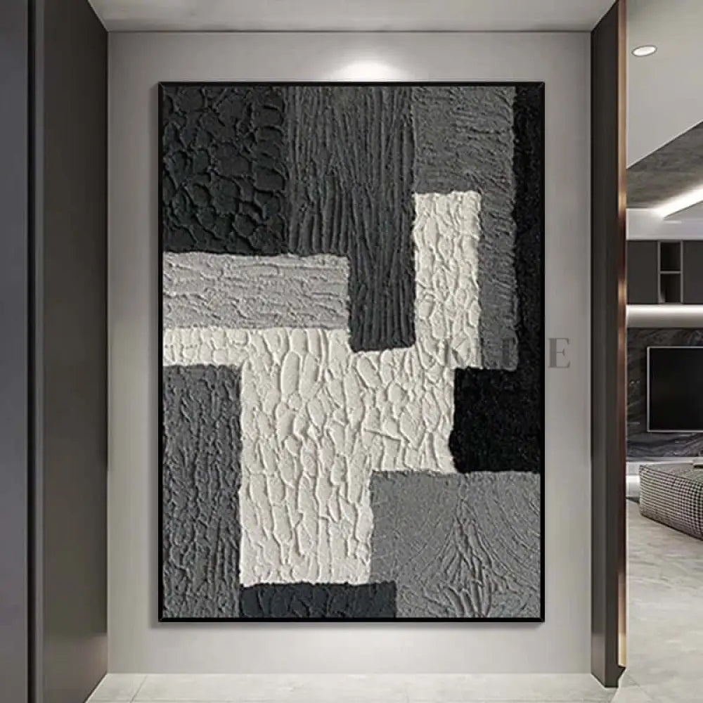 Grey Rough Textured Wall Art - Hand Painting