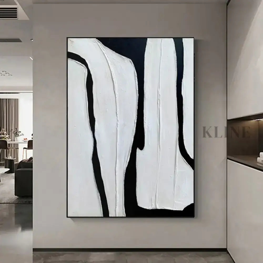 Handmade Black and White - Hand Painting Art mural de salon