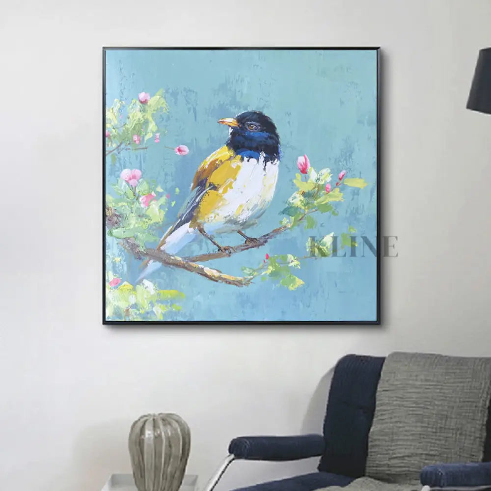 Handmade Oil Painting Bird - Kline Collective Large Wall Art