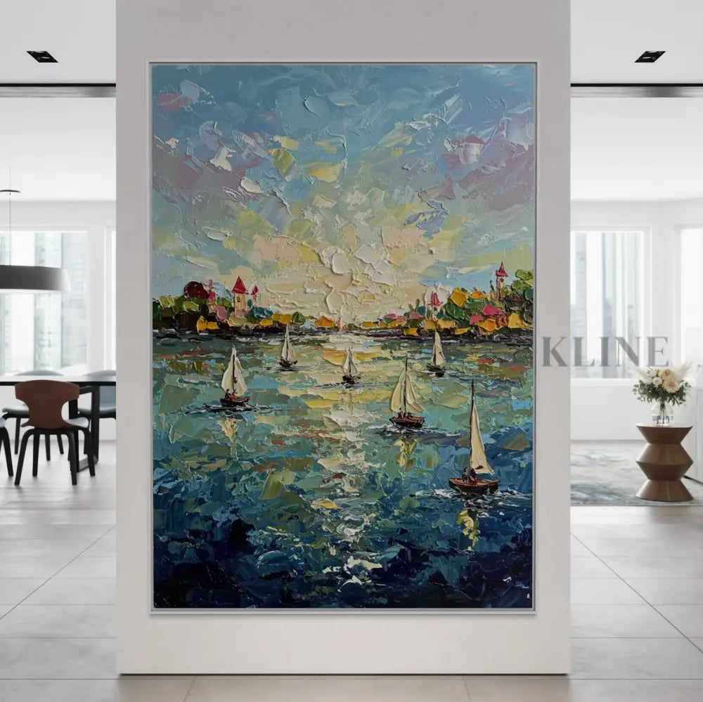 Harbor’s Golden Embrace - Hand Painting