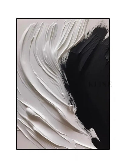 Heavy Black and Cream White Wall Art - Hand Painting