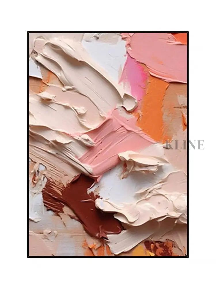 Heavy Pink Textured Abstract Wall Art - Hand Painting